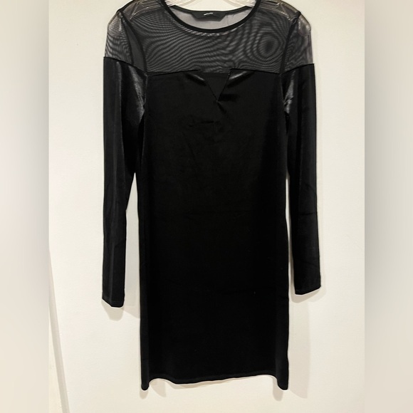 Gorgeous Vero Moda Carola Black Velvet Mini Dress Sheer Long Sleeves Small - Picture 3 of 6